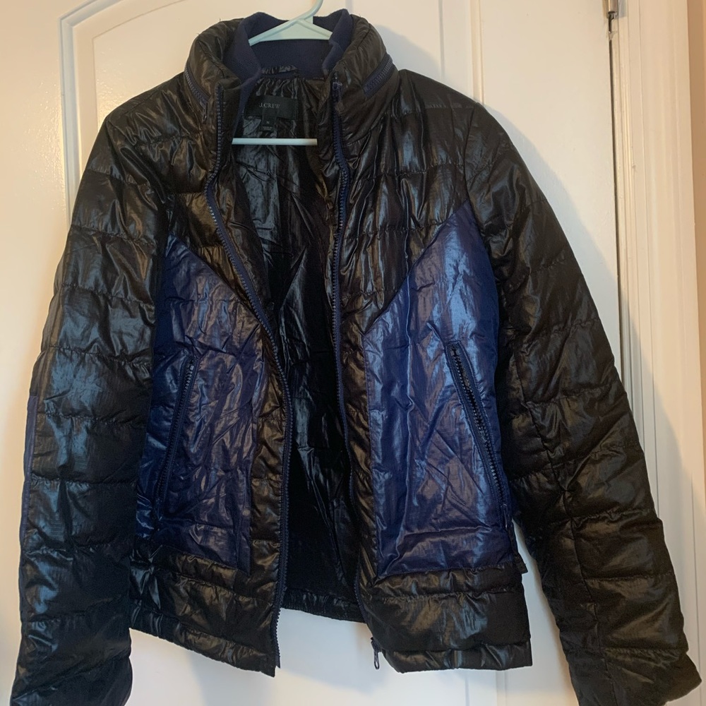 JCrew Womens Black Blue Puffer Jacket M